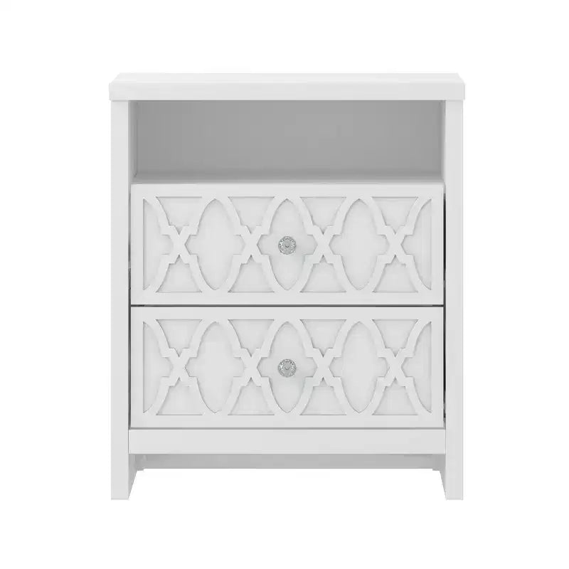 Comodino a 2 cassetti Galano con ripiano aperto in bianco 22,8 L  15,7 P  26,8 H