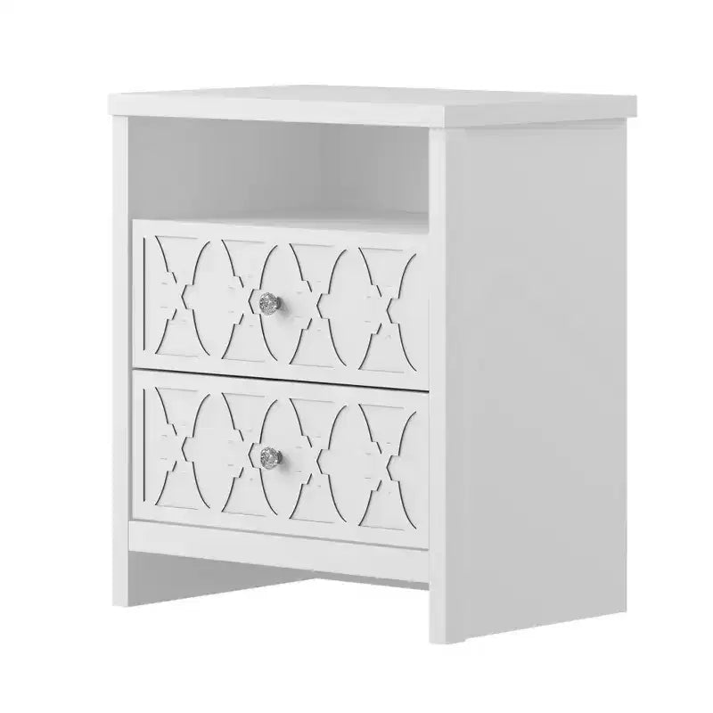 Comodino a 2 cassetti Galano con ripiano aperto in bianco 22,8 L  15,7 P  26,8 H