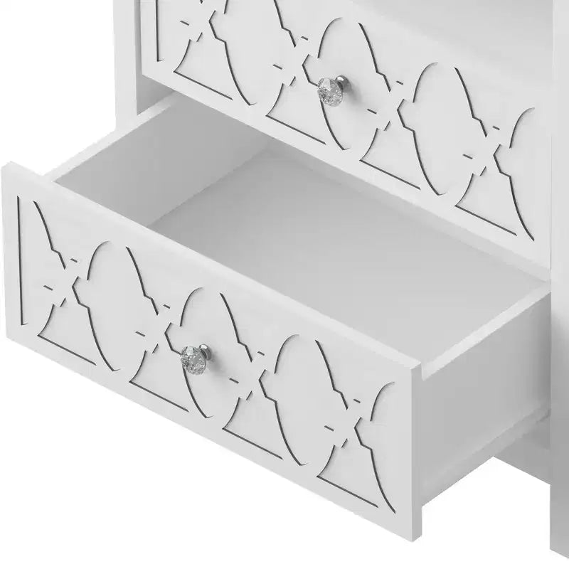 Comodino a 2 cassetti Galano con ripiano aperto in bianco 22,8 L  15,7 P  26,8 H