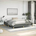 Bed Frame Dark gray Polyester fabric, plywood, engineered wood King