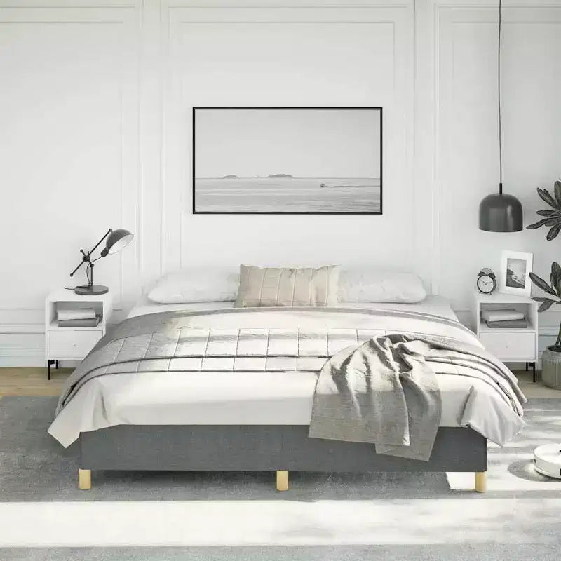 Struttura letto Grigio scuro Tessuto poliestere, compensato, legno ingegnerizzato King