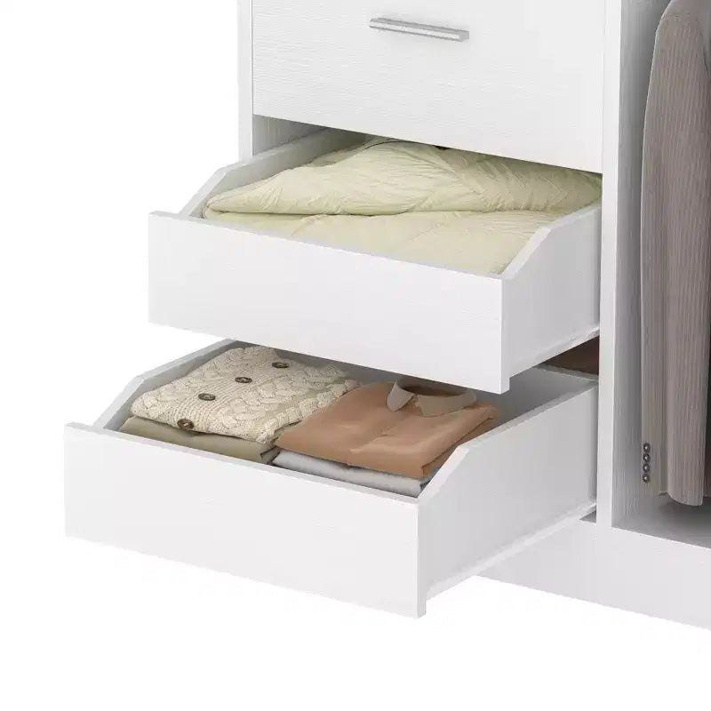 Besiost Organizzatore Armadio 36 pollici con Cassetti in Legno, Sistema Armadio Autoportante con Aste Appendiabiti