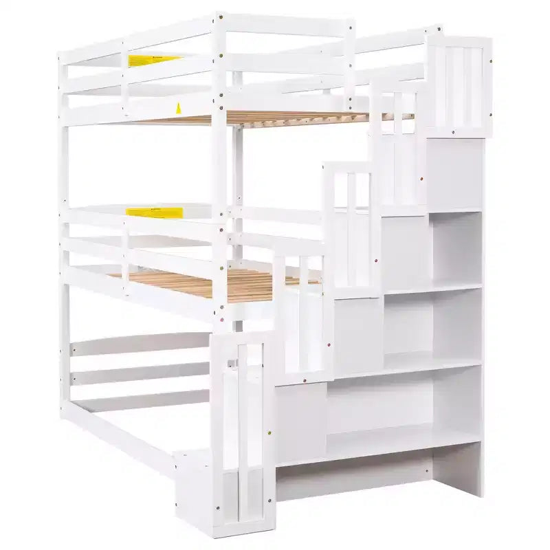Whisen Letto a castello triplo con scala contenitore, design separabile