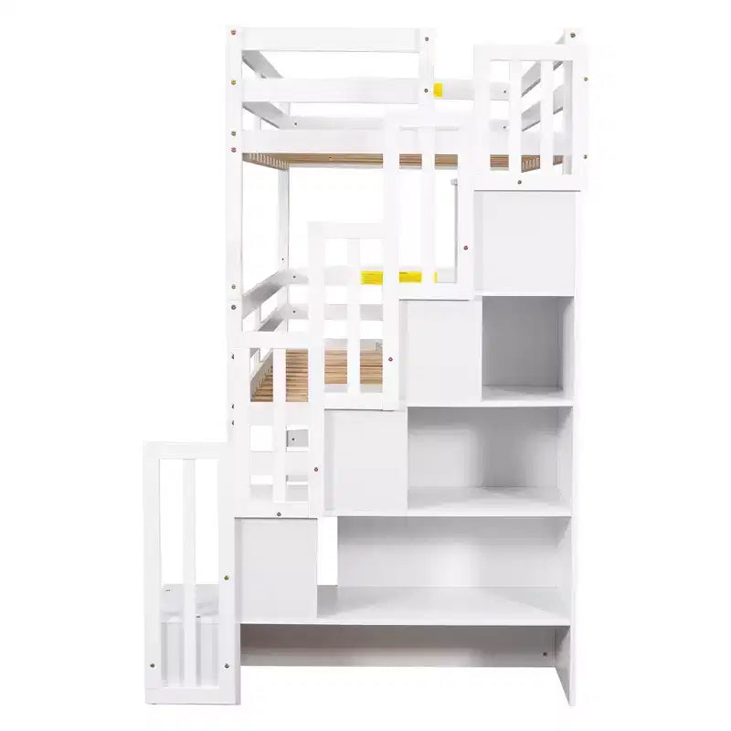 Whisen Letto a castello triplo con scala contenitore, design separabile