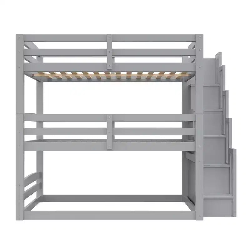 Whisen Letto a castello triplo con scala contenitore, design separabile