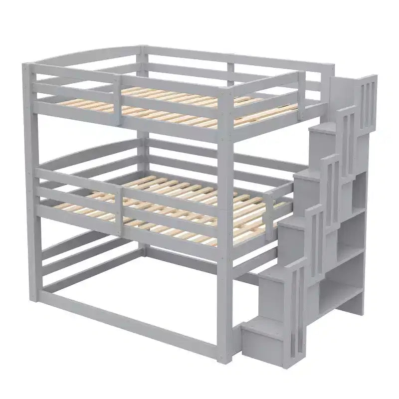 Whisen Letto a castello triplo con scala contenitore, design separabile