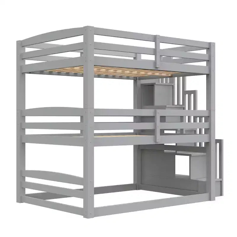 Whisen Letto a castello triplo con scala contenitore, design separabile