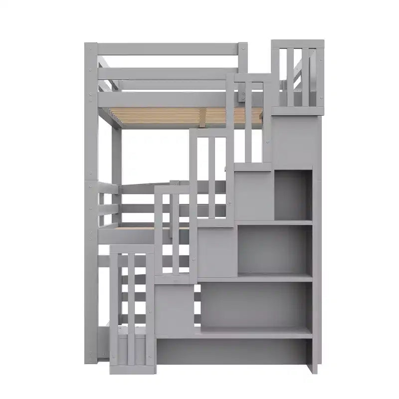 Whisen Letto a castello triplo con scala contenitore, design separabile