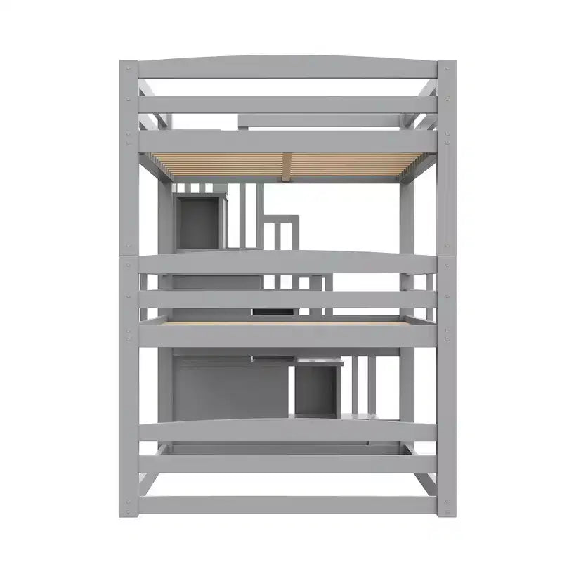 Whisen Letto a castello triplo con scala contenitore, design separabile