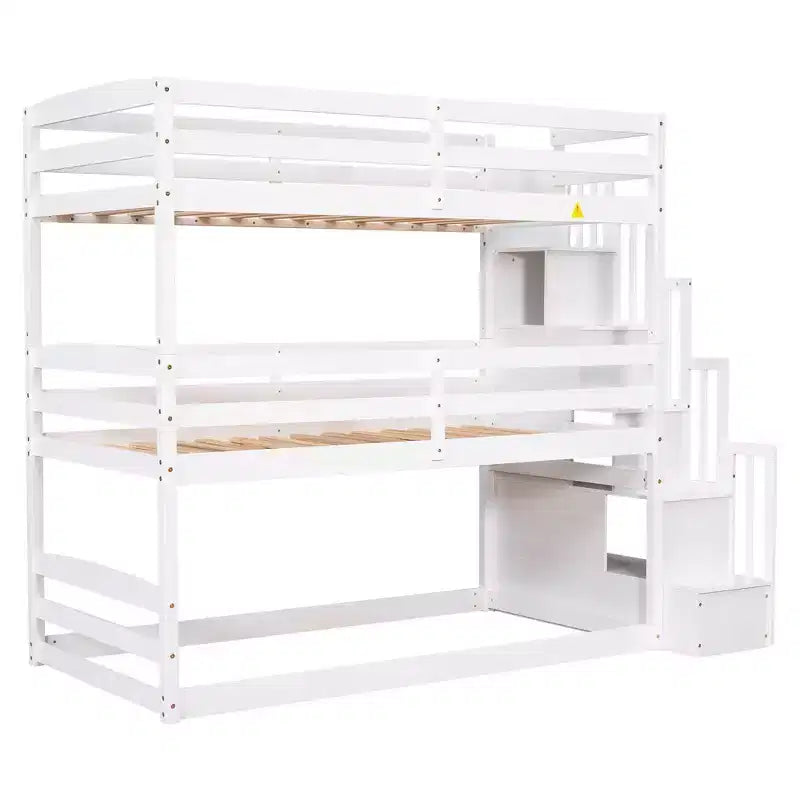 Whisen Letto a castello triplo con scala contenitore, design separabile