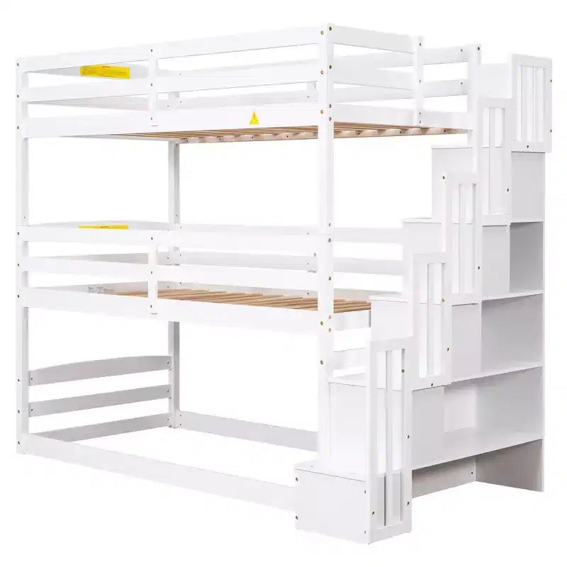 Whisen Letto a castello triplo con scala contenitore, design separabile
