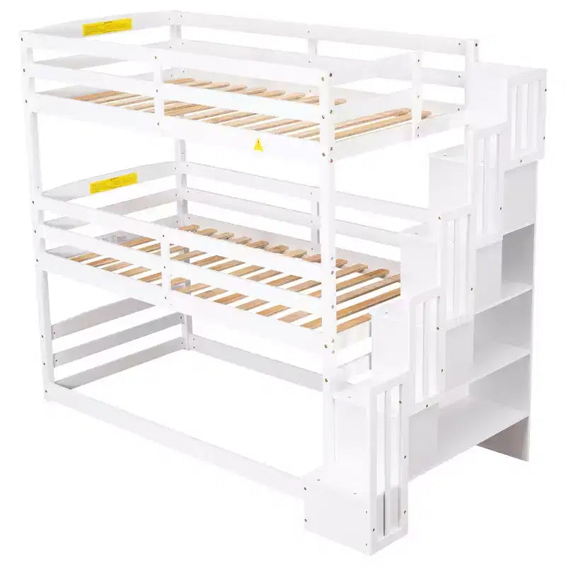 Whisen Letto a castello triplo con scala contenitore, design separabile