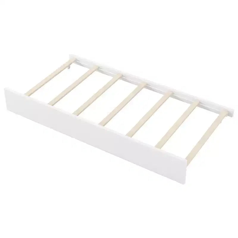 Divano letto singolo in legno Whisen con struttura e ripiani portaoggetti, schienale imbottito e letto estraibile