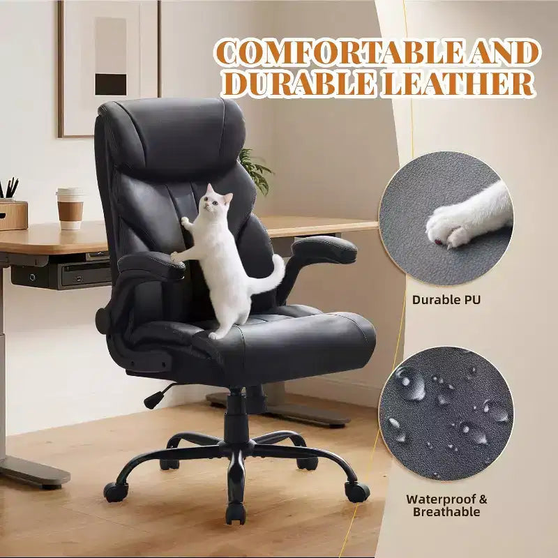 Sedia da ufficio ergonomica per la casa, sedia da scrivania direzionale con schienale alto, poggiapiedi estraibile e sedile ampio, sedia da computer girevole resistente