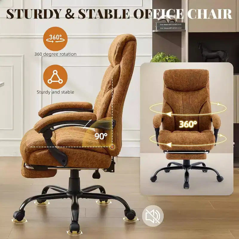 Sedia da ufficio ergonomica per la casa, sedia da scrivania direzionale con schienale alto, poggiapiedi estraibile e sedile ampio, sedia da computer girevole resistente