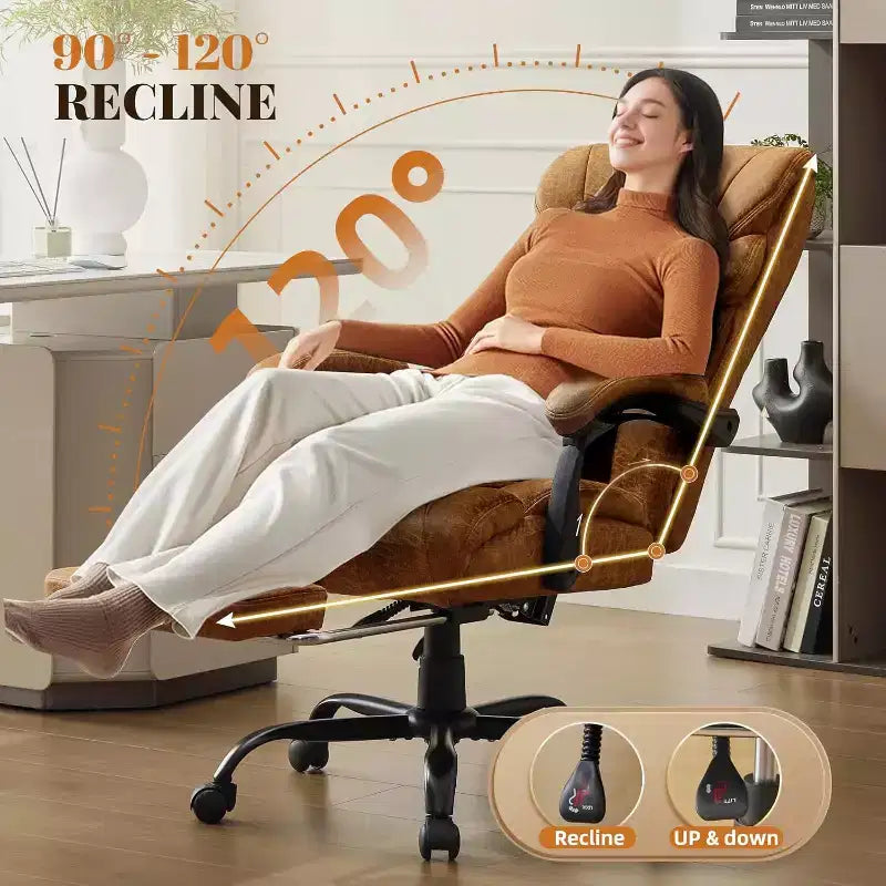 Sedia da ufficio ergonomica per la casa, sedia da scrivania direzionale con schienale alto, poggiapiedi estraibile e sedile ampio, sedia da computer girevole resistente