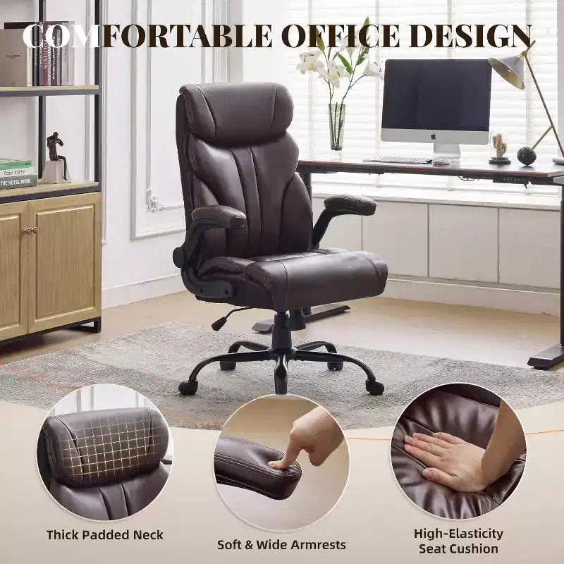 Sedia da ufficio ergonomica per la casa, sedia da scrivania direzionale con schienale alto, poggiapiedi estraibile e sedile ampio, sedia da computer girevole resistente