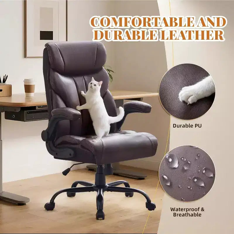 Sedia da ufficio ergonomica per la casa, sedia da scrivania direzionale con schienale alto, poggiapiedi estraibile e sedile ampio, sedia da computer girevole resistente