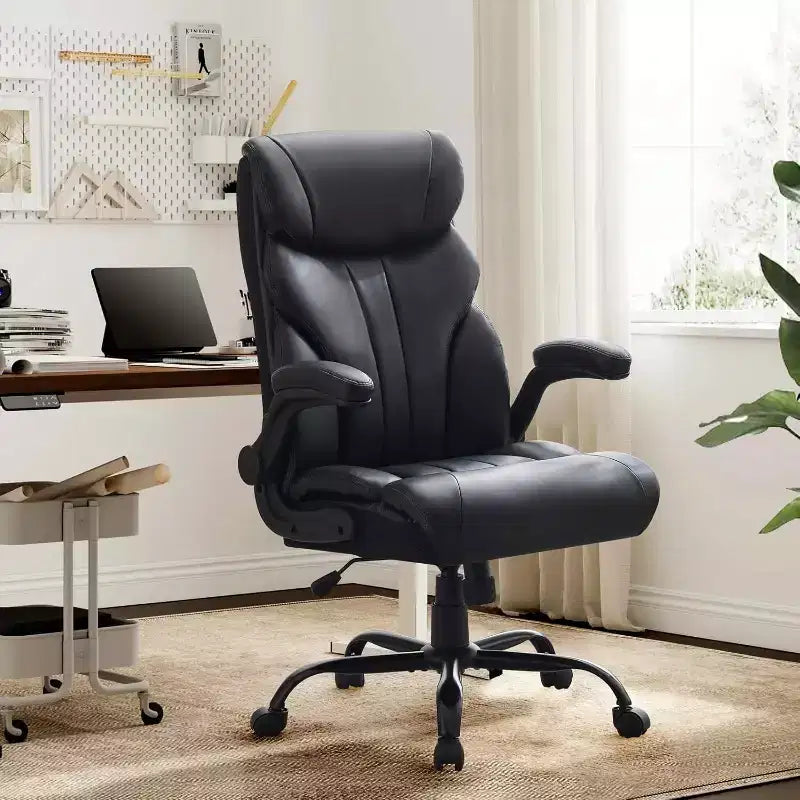 Sedia da ufficio ergonomica per la casa, sedia da scrivania direzionale con schienale alto, poggiapiedi estraibile e sedile ampio, sedia da computer girevole resistente