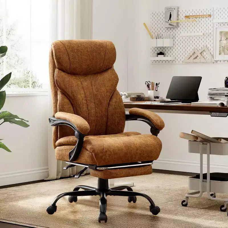 Sedia da ufficio ergonomica per la casa, sedia da scrivania direzionale con schienale alto, poggiapiedi estraibile e sedile ampio, sedia da computer girevole resistente