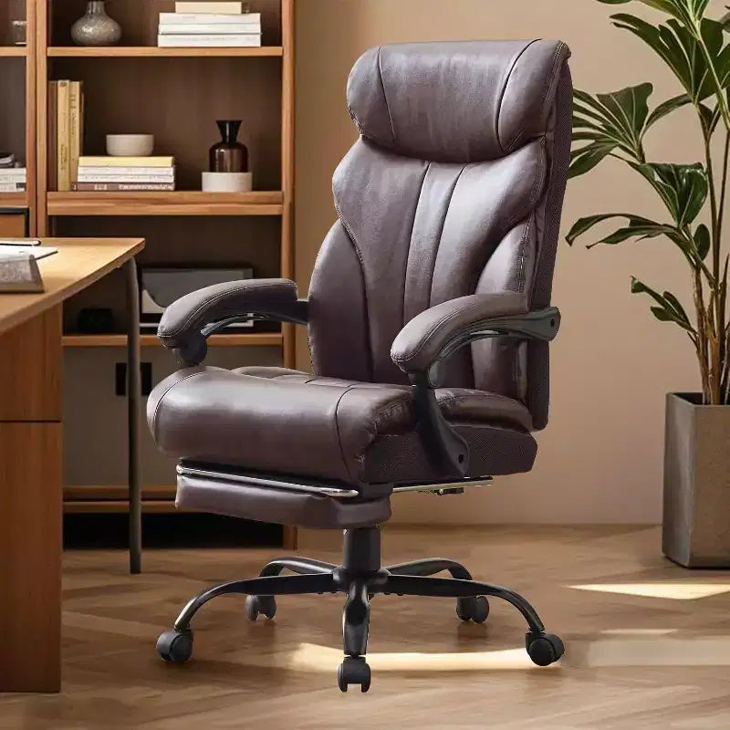 Sedia da ufficio ergonomica per la casa, sedia da scrivania direzionale con schienale alto, poggiapiedi estraibile e sedile ampio, sedia da computer girevole resistente
