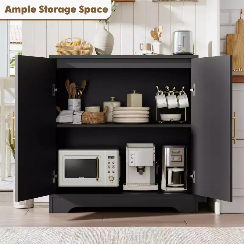 Madia moderna con 2 ante in rattan - Mobile contenitore credenza per soggiorno, sala da pranzo e ingresso