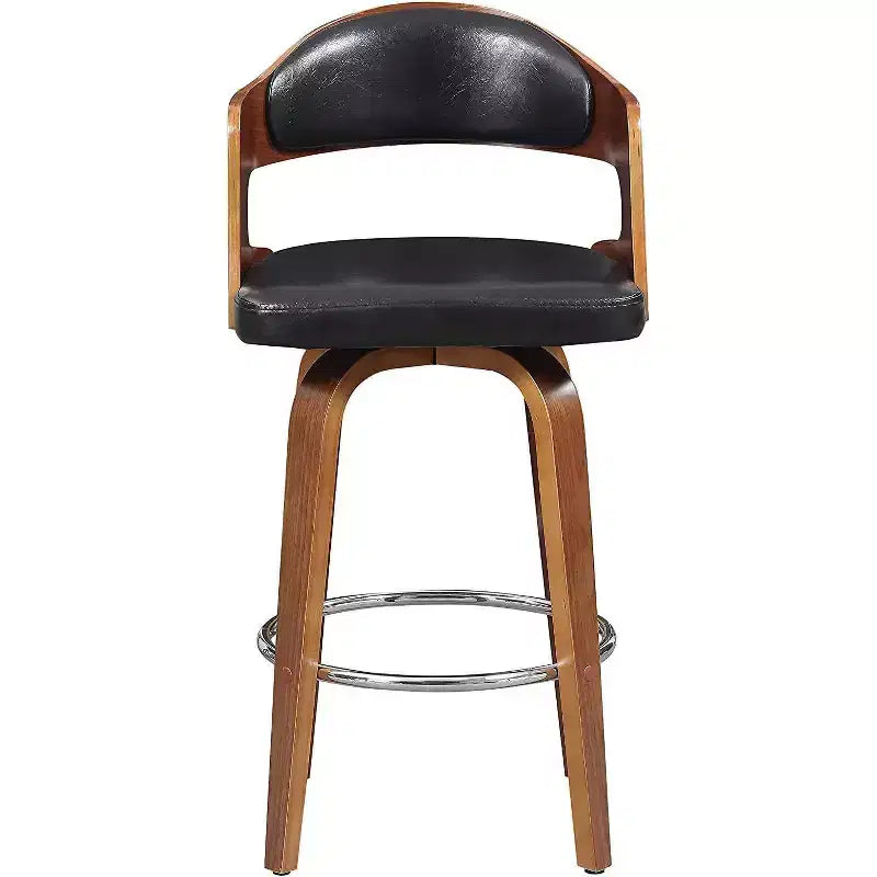 Okak Sgabelli da bancone da 27 pollici 1 pezzo, Sgabelli da bar girevoli di metà secolo con rivestimento in finta pelle e struttura in legno, Sedie da bar con accenti color rame per la cucina