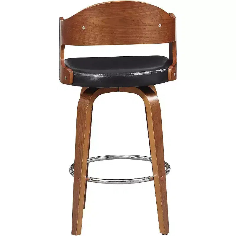 Okak Sgabelli da bancone da 27 pollici 1 pezzo, Sgabelli da bar girevoli di metà secolo con rivestimento in finta pelle e struttura in legno, Sedie da bar con accenti color rame per la cucina