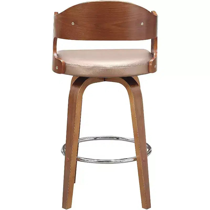 Okak Sgabelli da bancone da 27 pollici 1 pezzo, Sgabelli da bar girevoli di metà secolo con rivestimento in finta pelle e struttura in legno, Sedie da bar con accenti color rame per la cucina