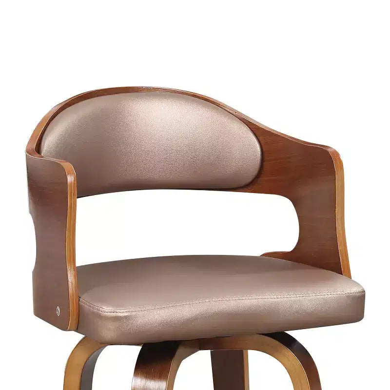 Okak Sgabelli da bancone da 27 pollici 1 pezzo, Sgabelli da bar girevoli di metà secolo con rivestimento in finta pelle e struttura in legno, Sedie da bar con accenti color rame per la cucina