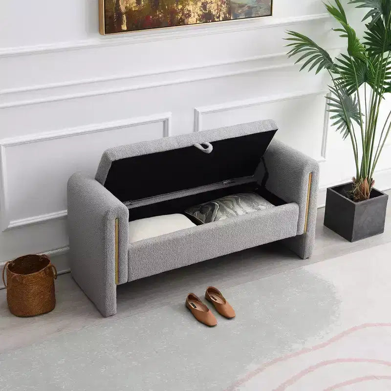 Panca Imbottita Moderna per Camera da Letto, Grande Pouf Contenitore con Braccioli per Fondo Letto, Soggiorno, Ingresso o Sala Lettura