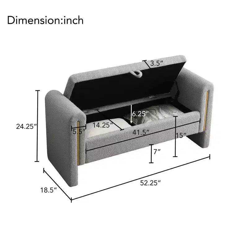 Panca Imbottita Moderna per Camera da Letto, Grande Pouf Contenitore con Braccioli per Fondo Letto, Soggiorno, Ingresso o Sala Lettura