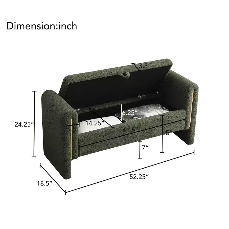 Panca Imbottita Moderna per Camera da Letto, Grande Pouf Contenitore con Braccioli per Fondo Letto, Soggiorno, Ingresso o Sala Lettura