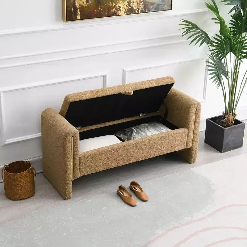Panca Imbottita Moderna per Camera da Letto, Grande Pouf Contenitore con Braccioli per Fondo Letto, Soggiorno, Ingresso o Sala Lettura