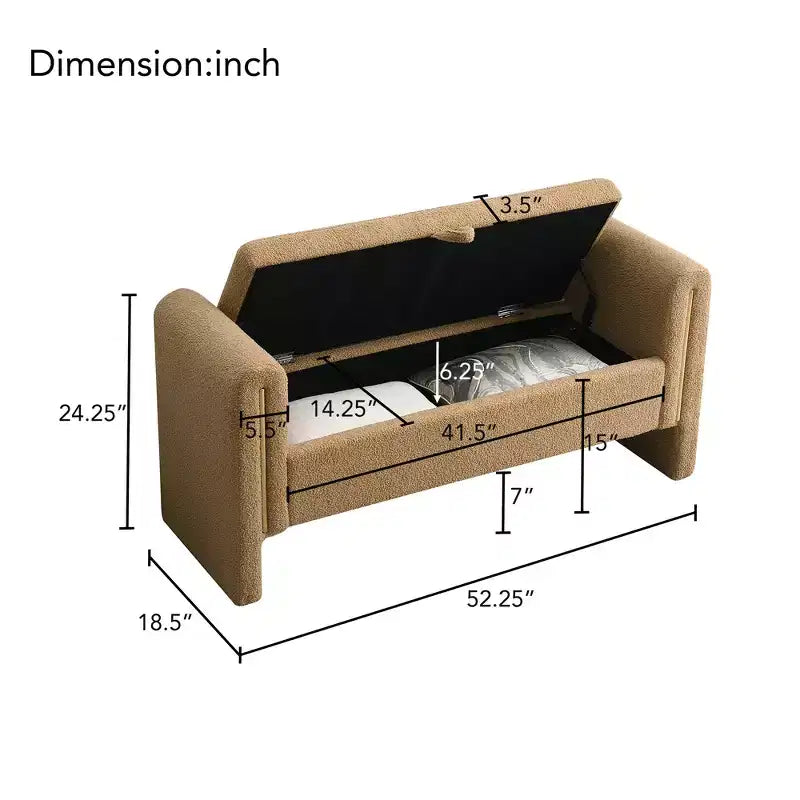Panca Imbottita Moderna per Camera da Letto, Grande Pouf Contenitore con Braccioli per Fondo Letto, Soggiorno, Ingresso o Sala Lettura