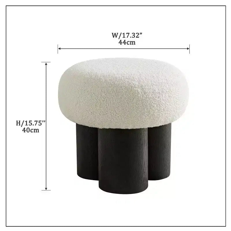 TUYOHW Sgabello a Fungo, Pouf in Peluche con Gambe Effetto Legno, Sgabello d'Accento a Barile da 17 Pollici per Soggiorno Ingresso