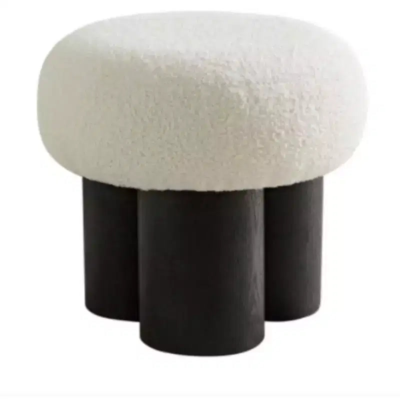 TUYOHW Sgabello a Fungo, Pouf in Peluche con Gambe Effetto Legno, Sgabello d'Accento a Barile da 17 Pollici per Soggiorno Ingresso