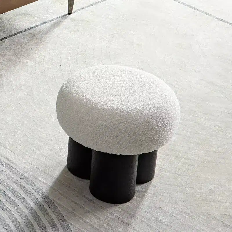 TUYOHW Sgabello a Fungo, Pouf in Peluche con Gambe Effetto Legno, Sgabello d'Accento a Barile da 17 Pollici per Soggiorno Ingresso