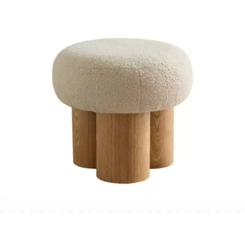 TUYOHW Sgabello a Fungo, Pouf in Peluche con Gambe Effetto Legno, Sgabello d'Accento a Barile da 17 Pollici per Soggiorno Ingresso