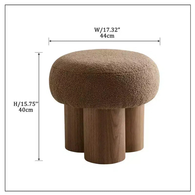TUYOHW Sgabello a Fungo, Pouf in Peluche con Gambe Effetto Legno, Sgabello d'Accento a Barile da 17 Pollici per Soggiorno Ingresso