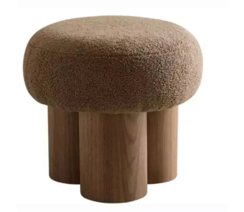 TUYOHW Sgabello a Fungo, Pouf in Peluche con Gambe Effetto Legno, Sgabello d'Accento a Barile da 17 Pollici per Soggiorno Ingresso