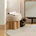 TUYOHW Sgabello a Fungo, Pouf in Peluche con Gambe Effetto Legno, Sgabello d'Accento a Barile da 17 Pollici per Soggiorno Ingresso