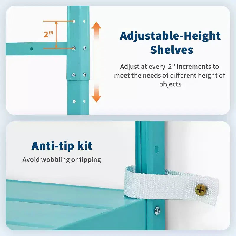 COZONY Scaffale a 5 Ripiani, Scaffalatura Regolabile in Metallo Resistente per Garage Dispensa Cucina
