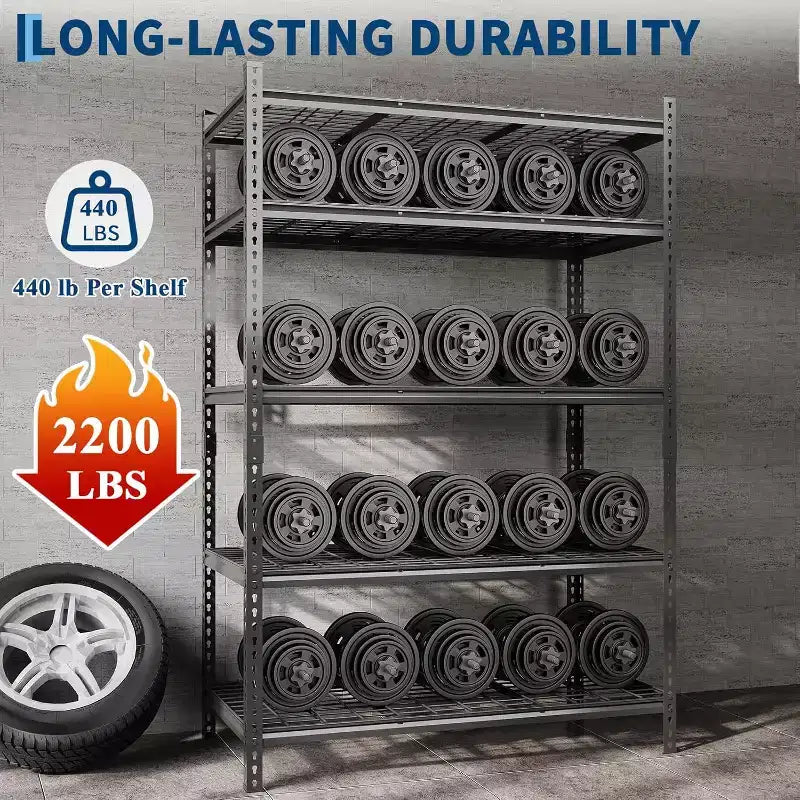 COZONY Scaffalatura Metallica a 5 Ripiani, Portata 907 kg Scaffale Regolabile per Garage Cucina Bagno Magazzino