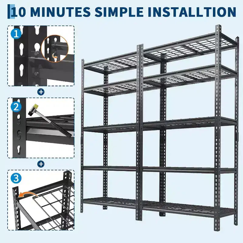 COZONY Scaffalatura Metallica a 5 Ripiani, Portata 907 kg Scaffale Regolabile per Garage Cucina Bagno Magazzino