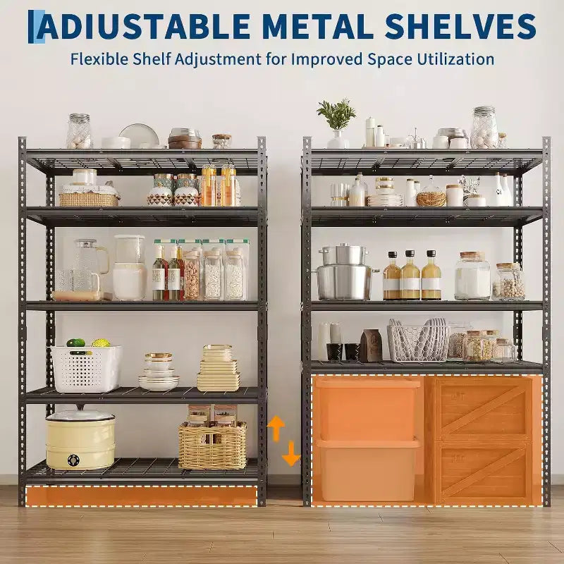 COZONY Scaffalatura Metallica a 5 Ripiani, Portata 907 kg Scaffale Regolabile per Garage Cucina Bagno Magazzino
