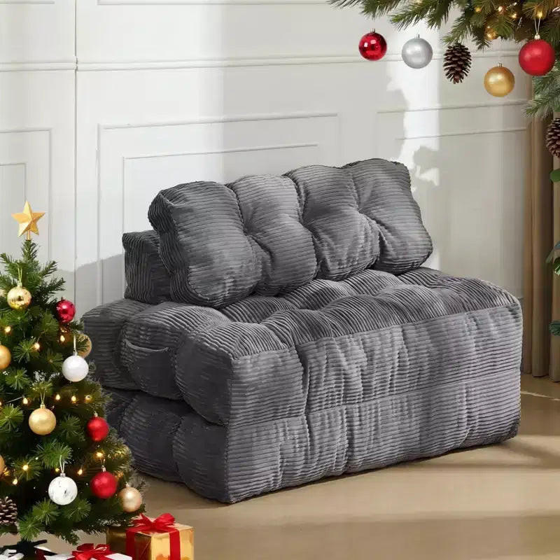 Divano letto pieghevole 3 in 1, poltrona letto convertibile con cuscino, letto pieghevole portatile, comodo divano da pavimento con schienale per soggiorno, beige