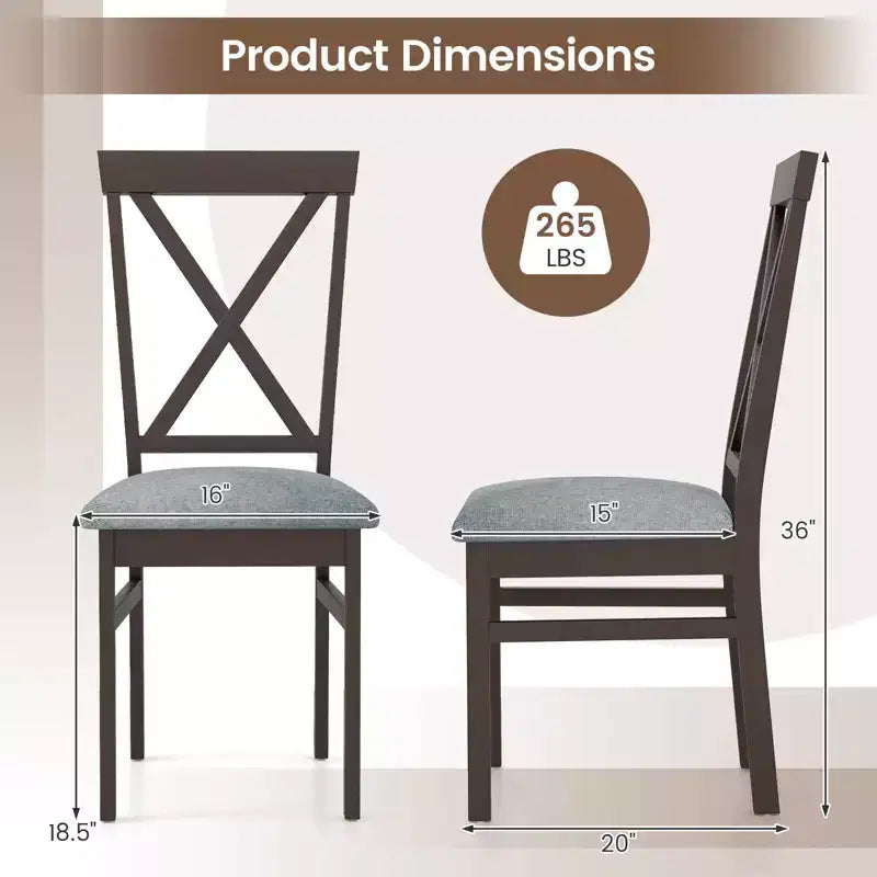 Costway Sedie da Pranzo Moderne Set di 2 con Struttura in Legno di Gomma Schienale Scavato per Cucina