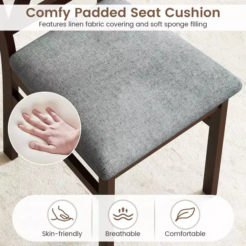 Costway Sedie da Pranzo Moderne Set di 2 con Struttura in Legno di Gomma Schienale Scavato per Cucina