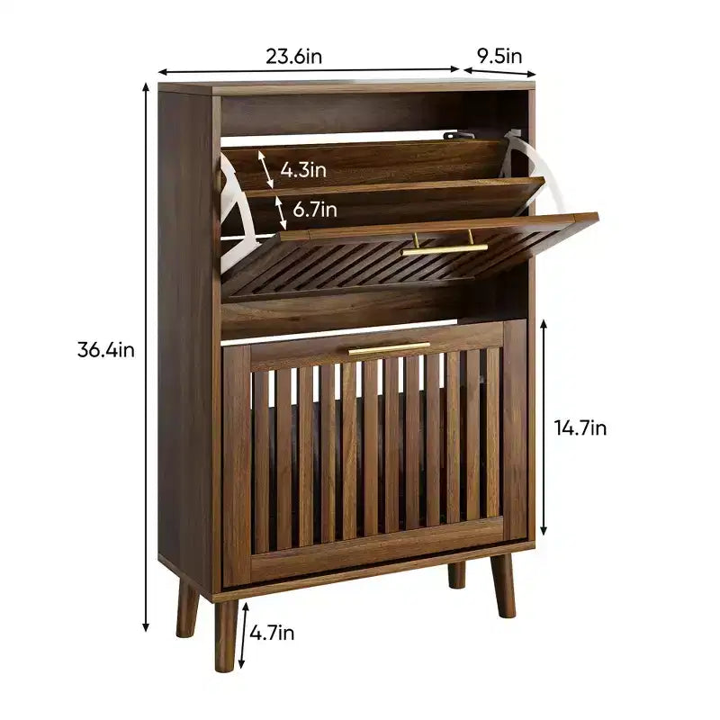 GDFStudio Alaric Mobile Scarpiera Moderna in Legno con 2 Cassetti a Ribalta